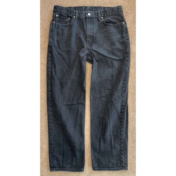 Levis 550 Relaxed Fit Jeans Mens 38x32 Straight Leg Y2K Black Faded Denim - Picture 1 of 7